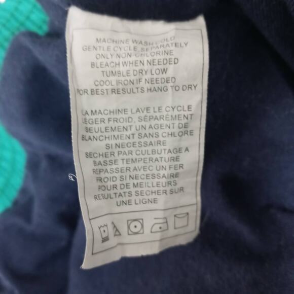 Unisex Windbreaker Color Block🔵🟢 🤍Hoodie Medium Blue Turquoise Flaws - Picture 5 of 14